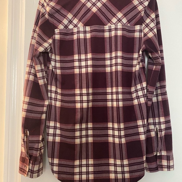 Purple/Tan Button Up Plaid Blouse - Picture 6 of 6